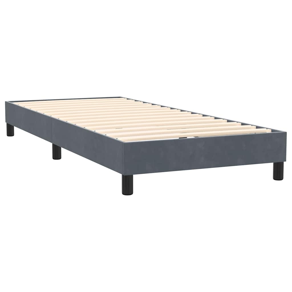 Κρεβάτι Boxspring με Στρώμα & LED Σκούρο Γκρι 90x220 εκ. Βελούδινο - Pakobazaar