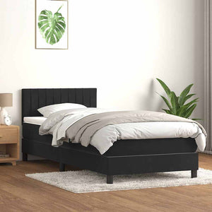 Κρεβάτι Boxspring με Στρώμα & LED Μαύρο 90x220 εκ. Βελούδινο - Pakobazaar