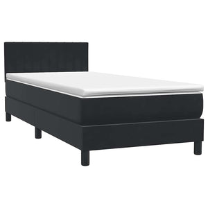 Κρεβάτι Boxspring με Στρώμα & LED Μαύρο 90x220 εκ. Βελούδινο - Pakobazaar
