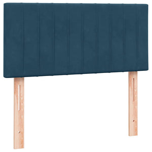 Κρεβάτι Boxspring με Στρώμα & LED Σκούρο Μπλε 90x220 εκ. Βελούδινο - Pakobazaar