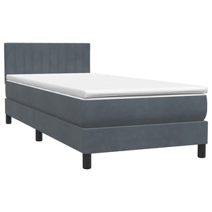 Κρεβάτι Boxspring με Στρώμα & LED Σκούρο γκρι 100x220 εκ. Βελούδινο - Pakobazaar