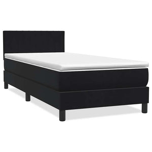 Κρεβάτι Boxspring με Στρώμα & LED Μαύρο 100x220 εκ. Βελούδινο - Pakobazaar
