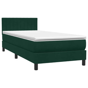 Κρεβάτι Boxspring με Στρώμα & LED σκούρο πράσινο 100x220cm Βελούδινο - Pakobazaar