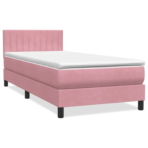 Κρεβάτι Boxspring με Στρώμα & LED ροζ 100x220 cm Βελούδινο