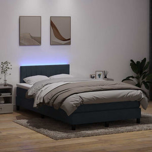 Κρεβάτι Boxspring με Στρώμα & LED Ανοιχτό Γκρι 120x220 εκ. Βελούδινο