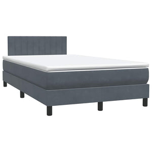 Κρεβάτι Boxspring με Στρώμα & LED Ανοιχτό Γκρι 120x220 εκ. Βελούδινο