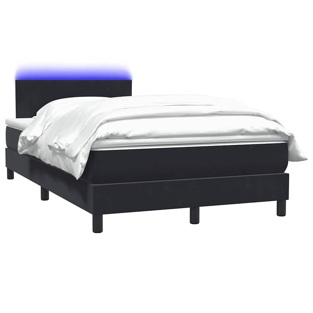 Κρεβάτι Boxspring με Στρώμα & LED Μαύρο 120x220 cm Βελούδινο