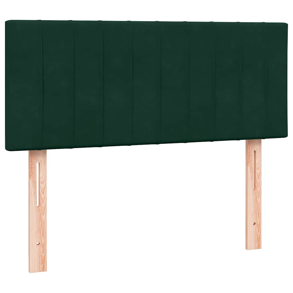 Κρεβάτι Boxspring με Στρώμα & LED σκούρο πράσινο 120x220cm Βελούδινο