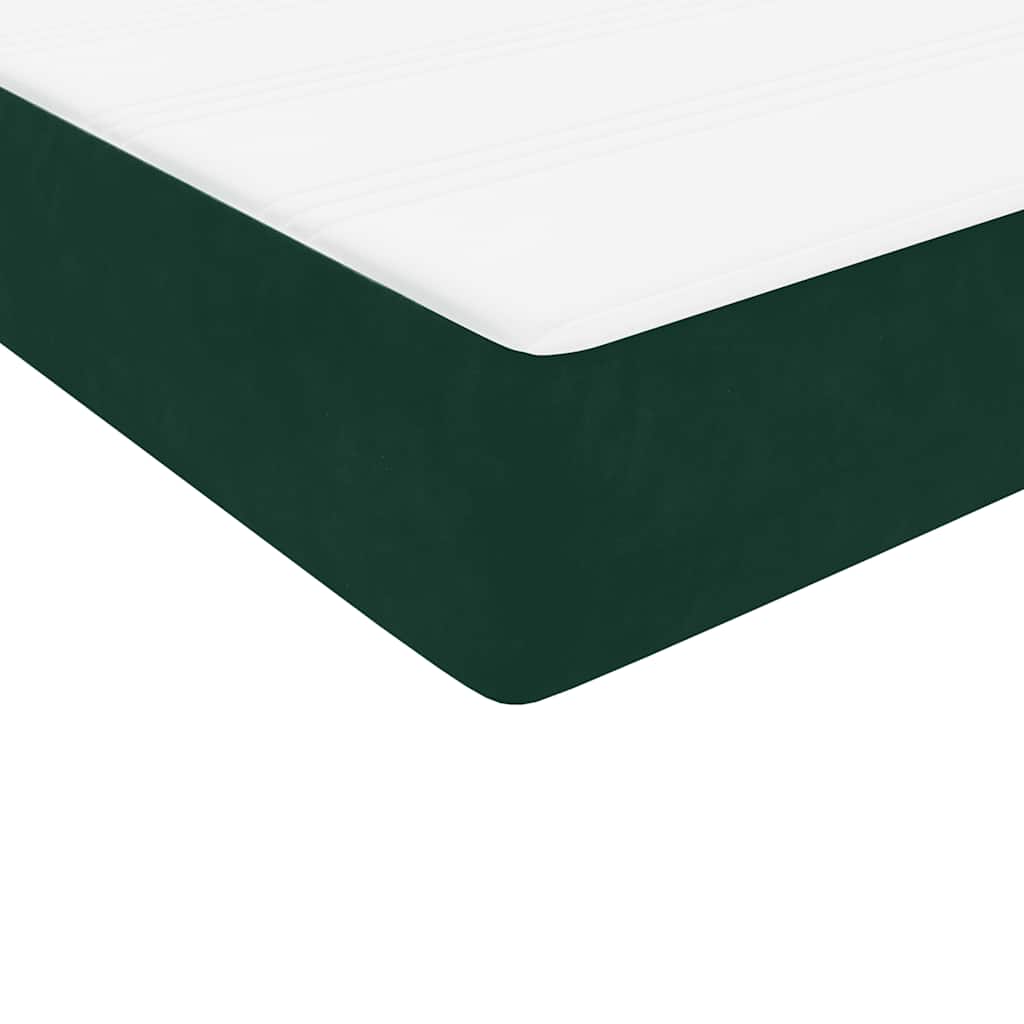 Κρεβάτι Boxspring με Στρώμα & LED σκούρο πράσινο 120x220cm Βελούδινο