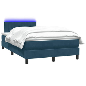 Κρεβάτι Boxspring με Στρώμα & LED σκούρο μπλε 120x220 cm Βελούδινο - Pakobazaar