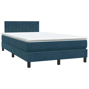 Κρεβάτι Boxspring με Στρώμα & LED σκούρο μπλε 120x220 cm Βελούδινο