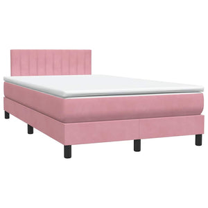Κρεβάτι Boxspring με Στρώμα & LED ροζ 120x220 cm Βελούδινο - Pakobazaar