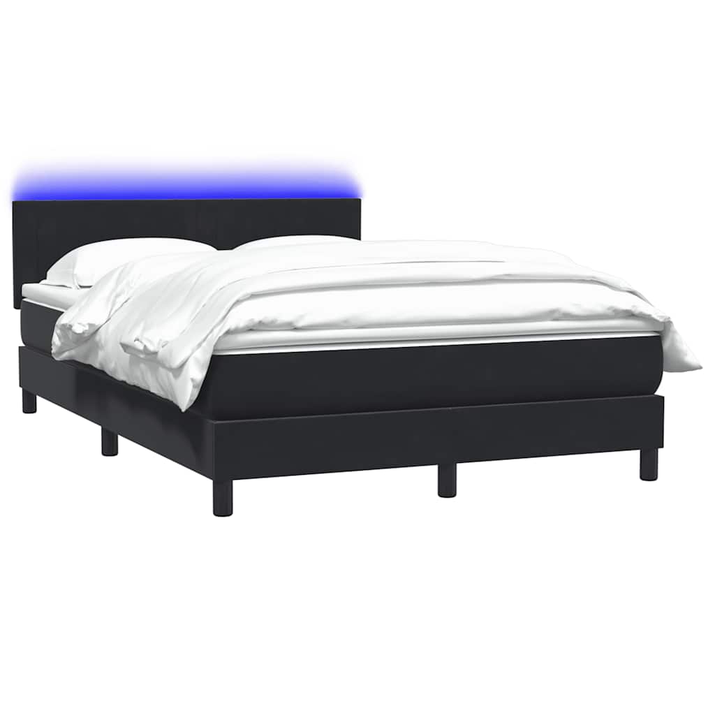 Κρεβάτι Boxspring με Στρώμα & LED Μαύρο 140x220 cm Βελούδινο