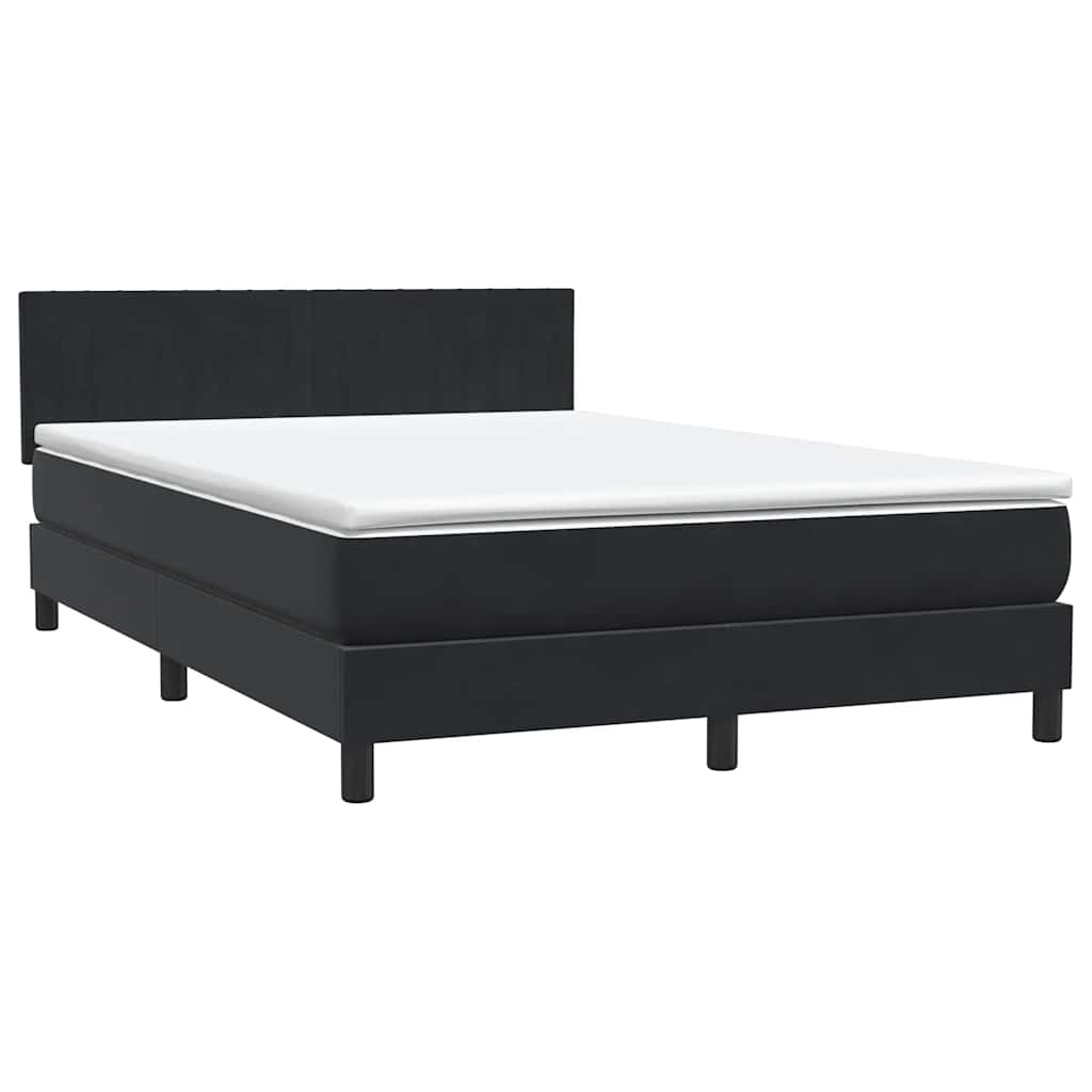 Κρεβάτι Boxspring με Στρώμα & LED Μαύρο 140x220 cm Βελούδινο