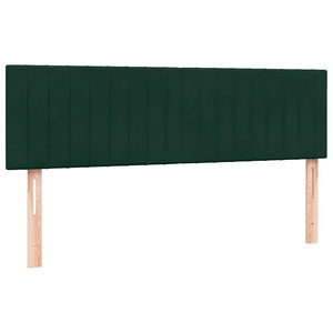 Κρεβάτι Boxspring με Στρώμα & LED Σκούρο πράσινο 140x220cm Βελούδινο
