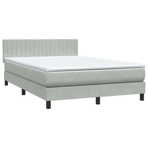 Κρεβάτι Boxspring με Στρώμα & LED Ανοιχτό Γκρι 160x220 εκ. Βελούδινο