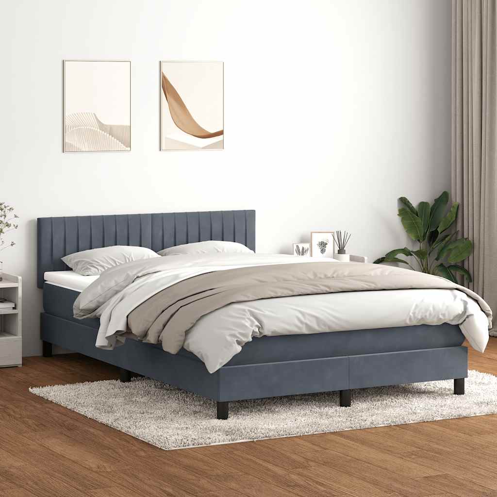 Κρεβάτι Boxspring με Στρώμα & LED Σκούρο γκρι 160x220 cm Βελούδινο
