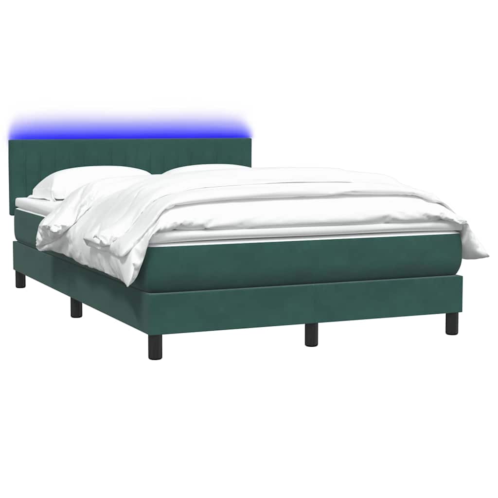Κρεβάτι Boxspring με Στρώμα & LED σκούρο πράσινο 160x220cm Βελούδινο - Pakobazaar