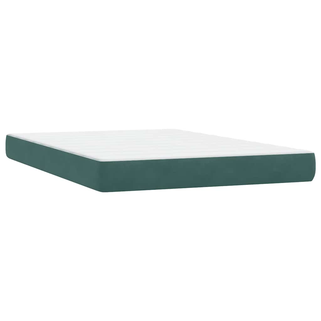 Κρεβάτι Boxspring με Στρώμα & LED σκούρο πράσινο 160x220cm Βελούδινο - Pakobazaar
