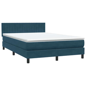 Κρεβάτι Boxspring με Στρώμα & LED σκούρο μπλε 160x220 cm Βελούδινο