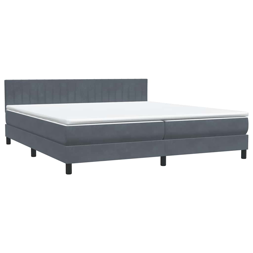 Κρεβάτι Boxspring με Στρώμα & LED Σκούρο γκρι 180x220 εκ. Βελούδινο - Pakobazaar