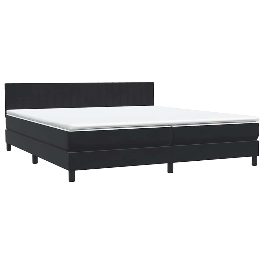 Κρεβάτι Boxspring με Στρώμα & LED Μαύρο 180x220 cm Βελούδινο