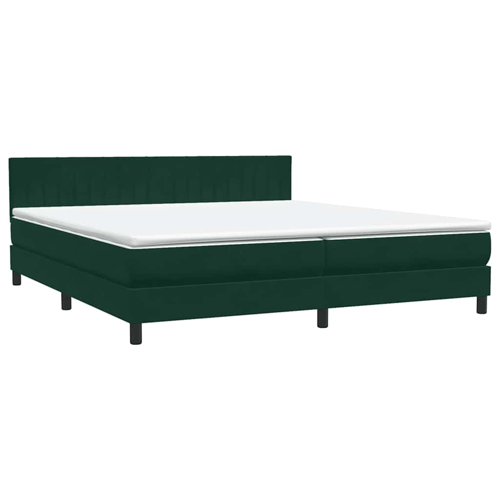 Κρεβάτι Boxspring με Στρώμα & LED σκούρο πράσινο 180x220cm Βελούδινο - Pakobazaar