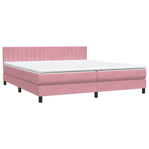Κρεβάτι Boxspring με Στρώμα & LED ροζ 180x220 cm Βελούδινο - Pakobazaar