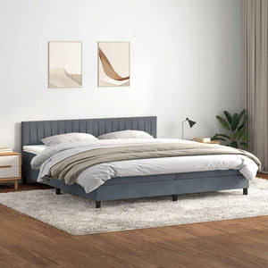 Κρεβάτι Boxspring με Στρώμα & LED Σκούρο γκρι 200x220 cm Βελούδινο - Pakobazaar