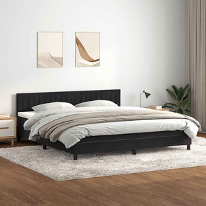 Κρεβάτι Boxspring με Στρώμα & LED Μαύρο 200x220 cm Βελούδινο - Pakobazaar