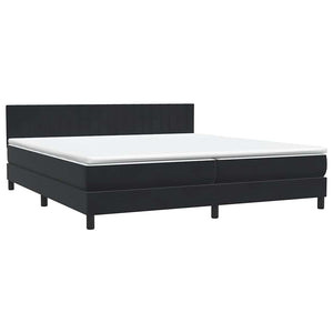 Κρεβάτι Boxspring με Στρώμα & LED Μαύρο 200x220 cm Βελούδινο - Pakobazaar