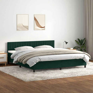 Κρεβάτι Boxspring με Στρώμα & LED Σκούρο πράσινο 200x220cm Βελούδινο - Pakobazaar