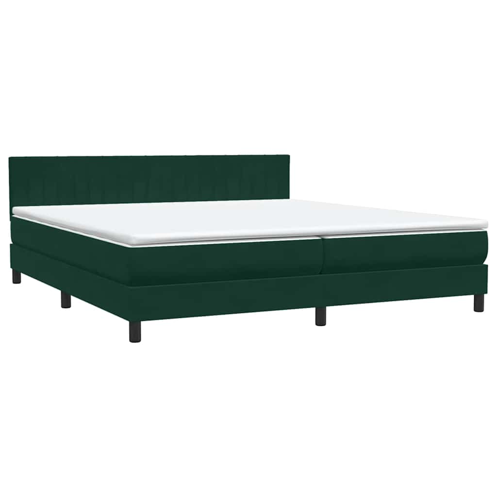 Κρεβάτι Boxspring με Στρώμα & LED Σκούρο πράσινο 200x220cm Βελούδινο - Pakobazaar