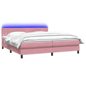 Κρεβάτι Boxspring με Στρώμα & LED ροζ 200x220 cm Βελούδινο - Pakobazaar
