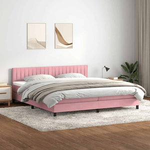 Κρεβάτι Boxspring με Στρώμα & LED ροζ 200x220 cm Βελούδινο - Pakobazaar