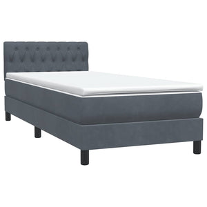 Κρεβάτι Boxspring με Στρώμα & LED Σκούρο γκρι 80x210 εκ. Βελούδινο