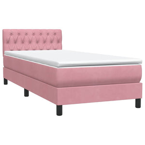 Κρεβάτι Boxspring με Στρώμα & LED ροζ 90x210 εκ. Βελούδινο - Pakobazaar