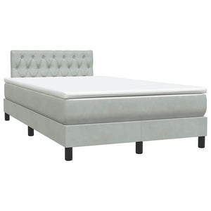 Κρεβάτι Boxspring με Στρώμα & LED Ανοιχτό Γκρι 120x210 εκ. Βελούδινο - Pakobazaar