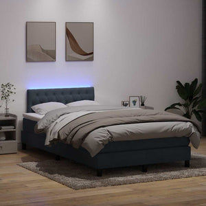 Κρεβάτι Boxspring με Στρώμα & LED Σκούρο Γκρι 120x210 εκ. Βελούδινο - Pakobazaar