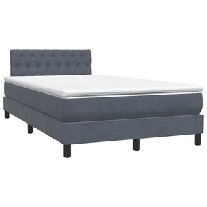 Κρεβάτι Boxspring με Στρώμα & LED Σκούρο Γκρι 120x210 εκ. Βελούδινο - Pakobazaar