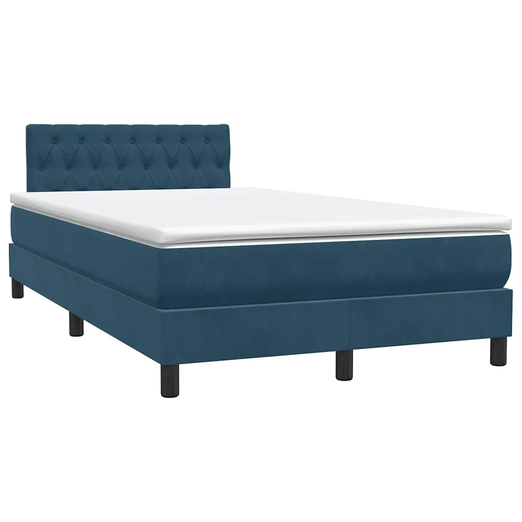 Κρεβάτι Boxspring με Στρώμα & LED Σκούρο Μπλε 120x210 εκ. Βελούδινο - Pakobazaar