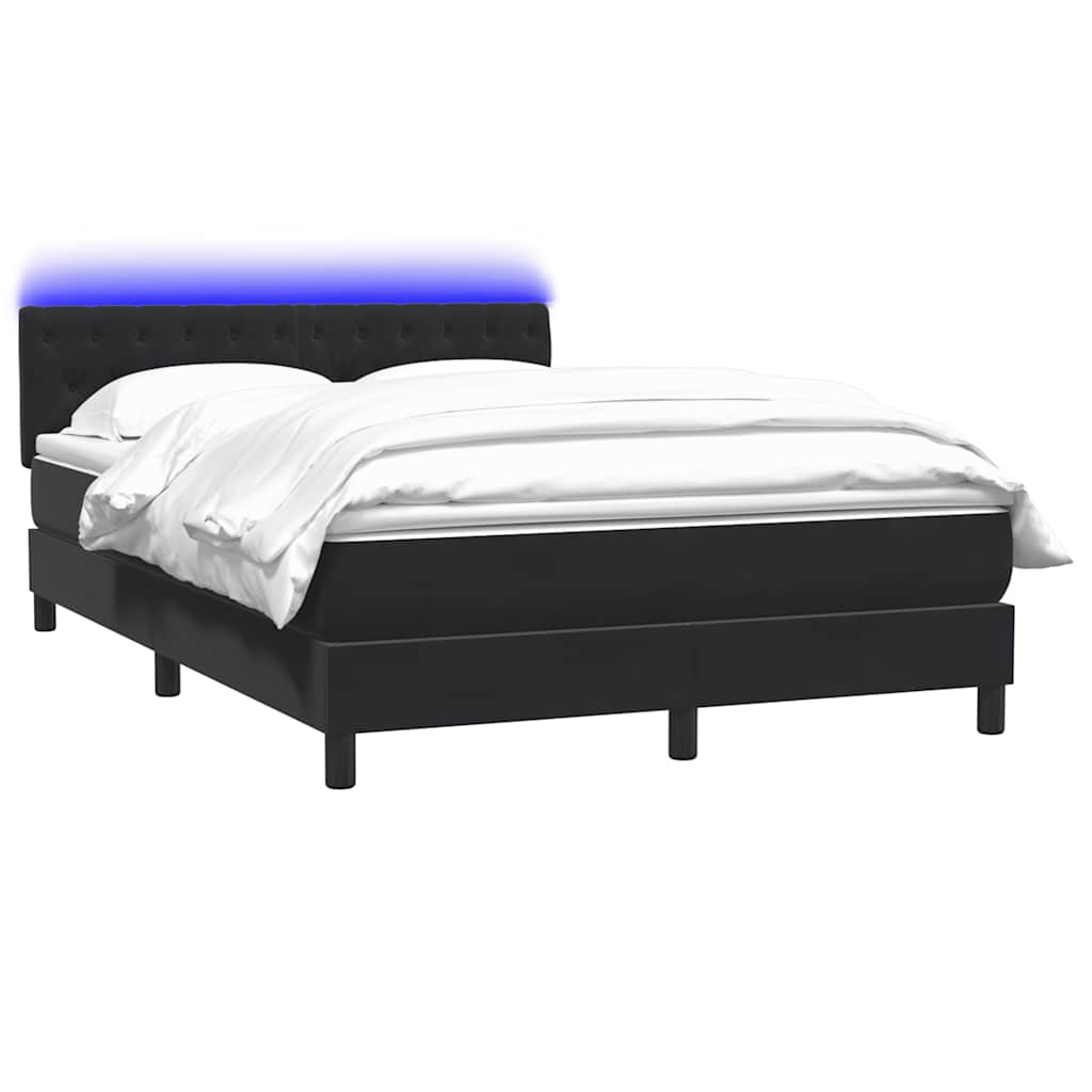 Κρεβάτι Boxspring με Στρώμα & LED Μαύρο 1140x210 εκ. Βελούδινο - Pakobazaar