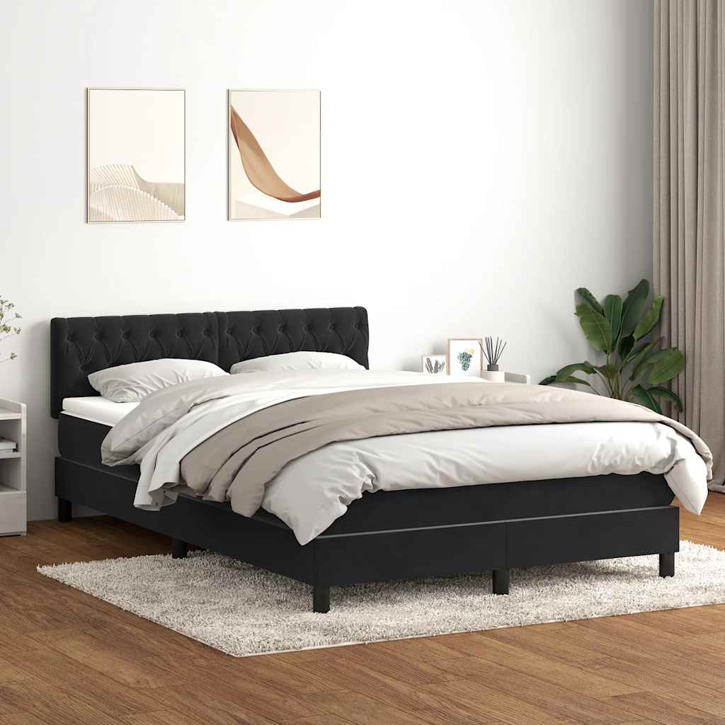 Κρεβάτι Boxspring με Στρώμα & LED Μαύρο 1140x210 εκ. Βελούδινο - Pakobazaar