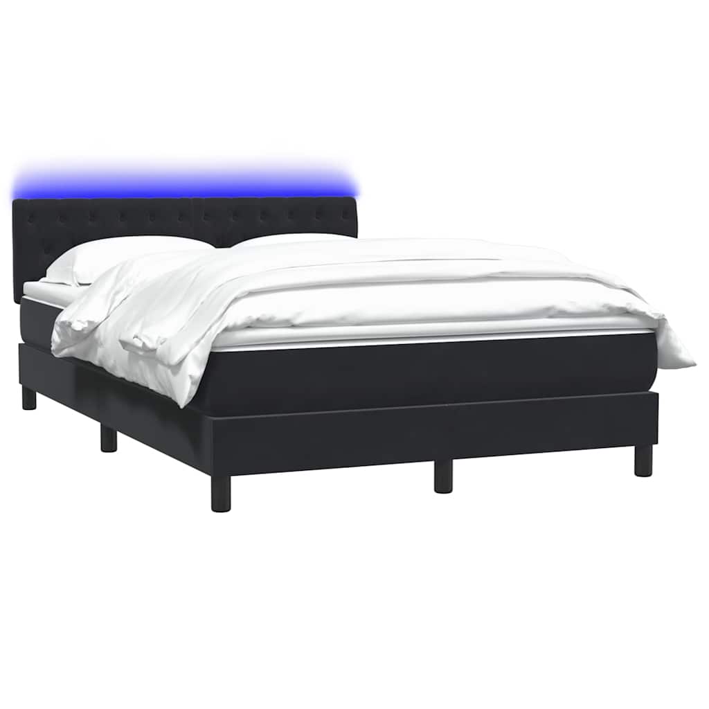 Κρεβάτι Boxspring με Στρώμα & LED Μαύρο 160x210 εκ. Βελούδινο