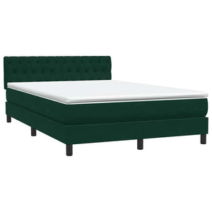 Κρεβάτι Boxspring με Στρώμα & LED Σκούρο Πράσινο 160x210εκ. Βελούδινο