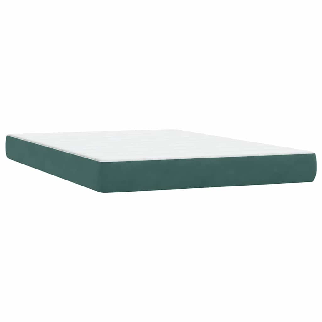 Κρεβάτι Boxspring με Στρώμα & LED Σκούρο Πράσινο 160x210εκ. Βελούδινο - Pakobazaar