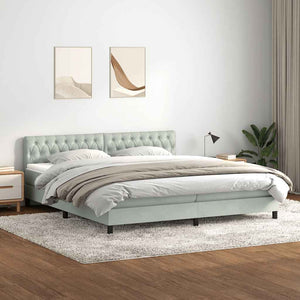 Κρεβάτι Boxspring με Στρώμα & LED Ανοιχτό Γκρι 180x210 εκ. Βελούδινο