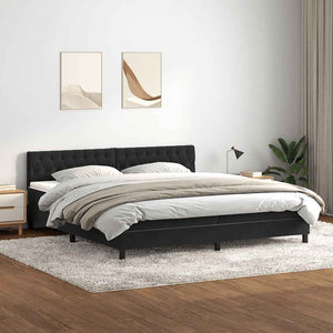 Κρεβάτι Boxspring με Στρώμα & LED Μαύρο 180x210 εκ. Βελούδινο - Pakobazaar