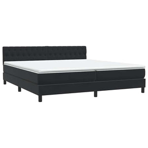 Κρεβάτι Boxspring με Στρώμα & LED Μαύρο 180x210 εκ. Βελούδινο - Pakobazaar