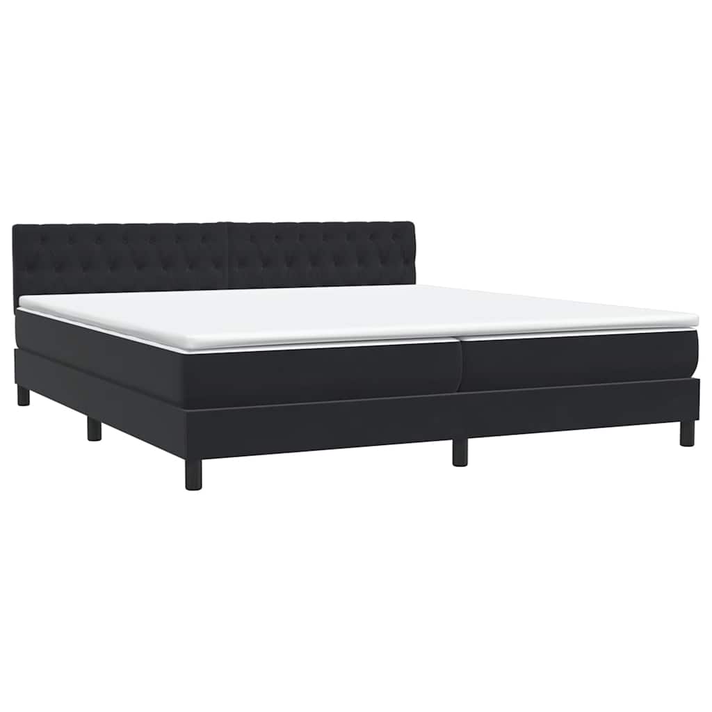 Κρεβάτι Boxspring με Στρώμα & LED Μαύρο 200x210 εκ. Βελούδινο - Pakobazaar